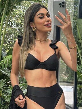 Black High Waisted Bikini Set for Women, Two-Piece Brazilian Bathing Suit